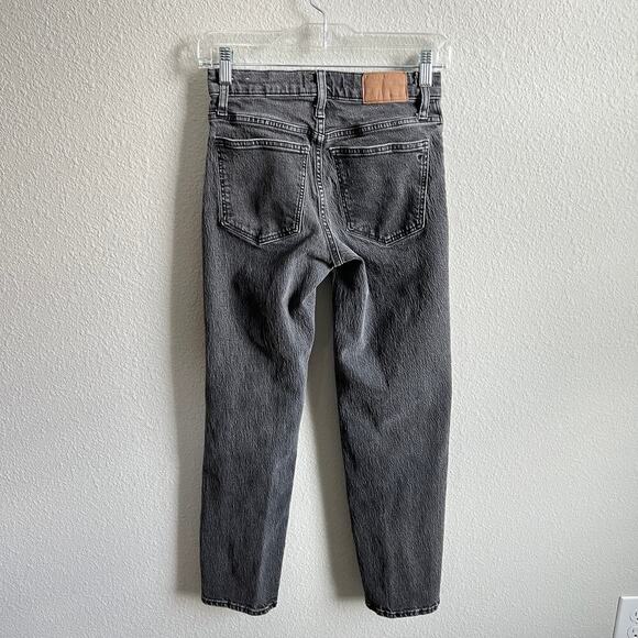 Madewell Mid Rise Perfect Vintage Straight Jean Women's 24 Black Distressed - Picture 4 of 9